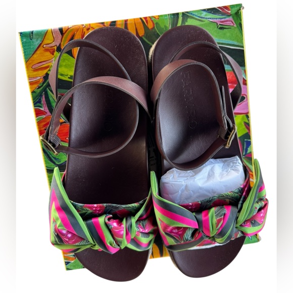 Farm Rio Scarf Raffia Platform Sandals - Picture 9 of 16